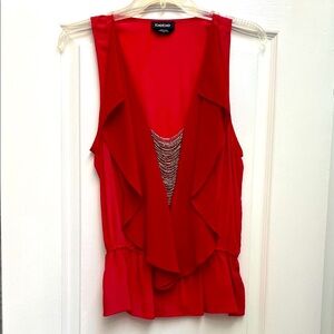 Bebe Women's Red Sleeveless Tank Top